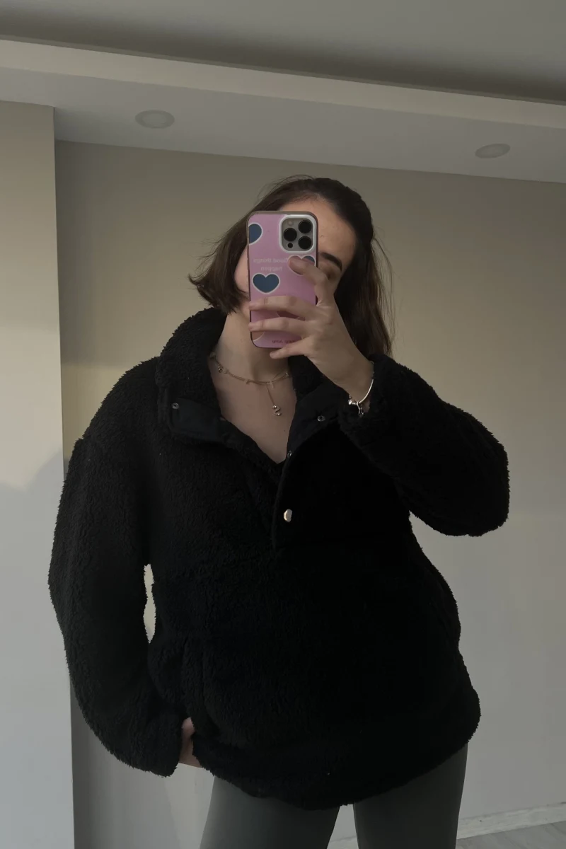 Jayla Siyah Peluş Sweat