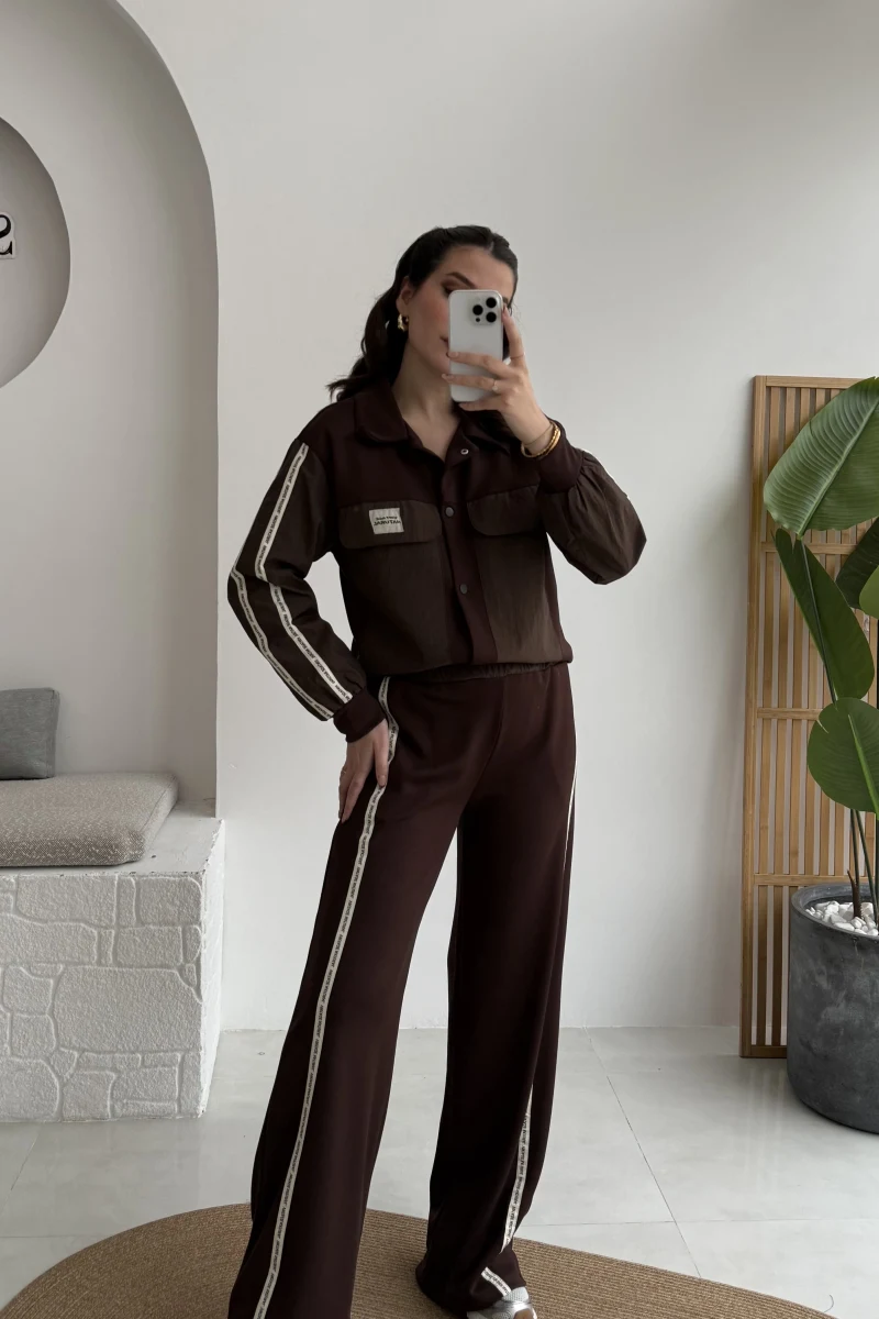 Jennifer Oys Paraşüt Takım - Acı Kahve - Kod: 8075