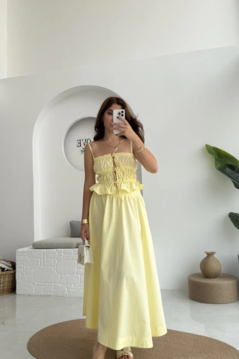 Jessica Gipe Detay Bluz Etek Takım - Sarı - 2025159