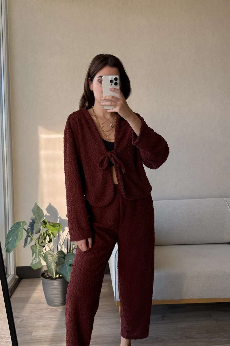 Joey Puffy Kumaş Takım Bordo