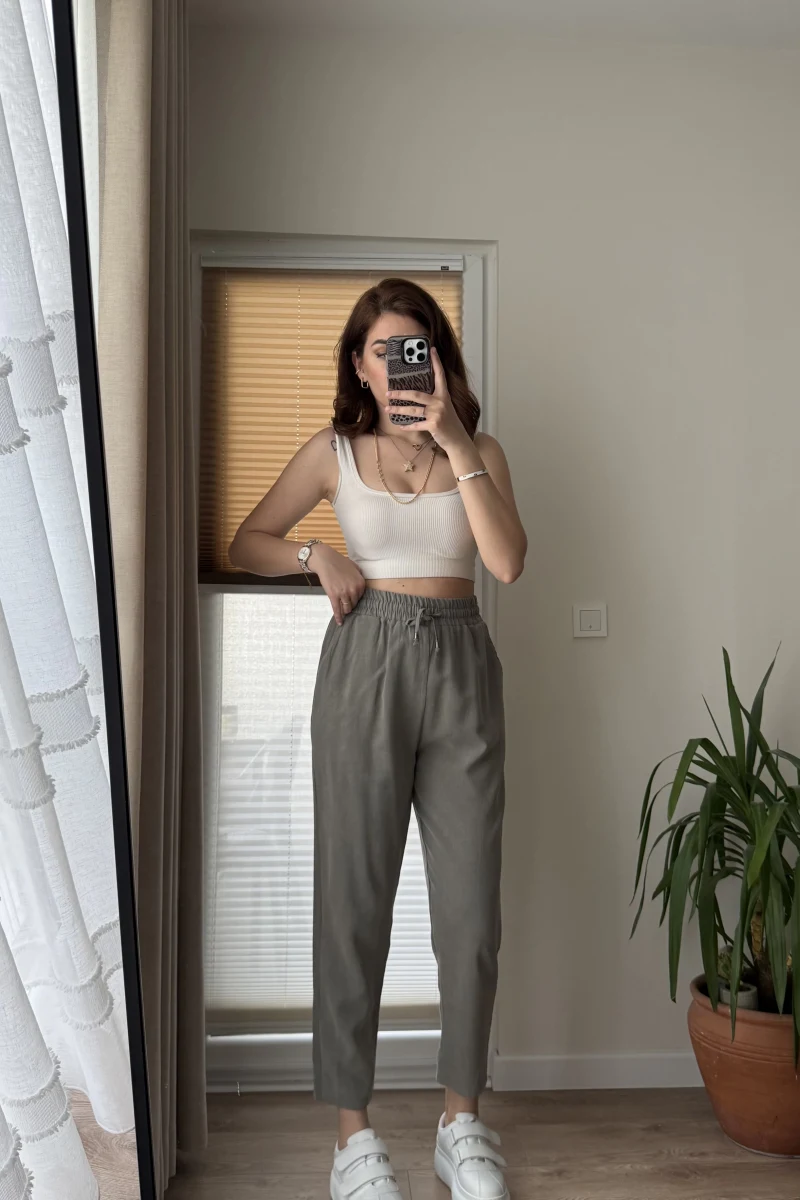 Jogger Modal Lastikli Pantalon - Haki