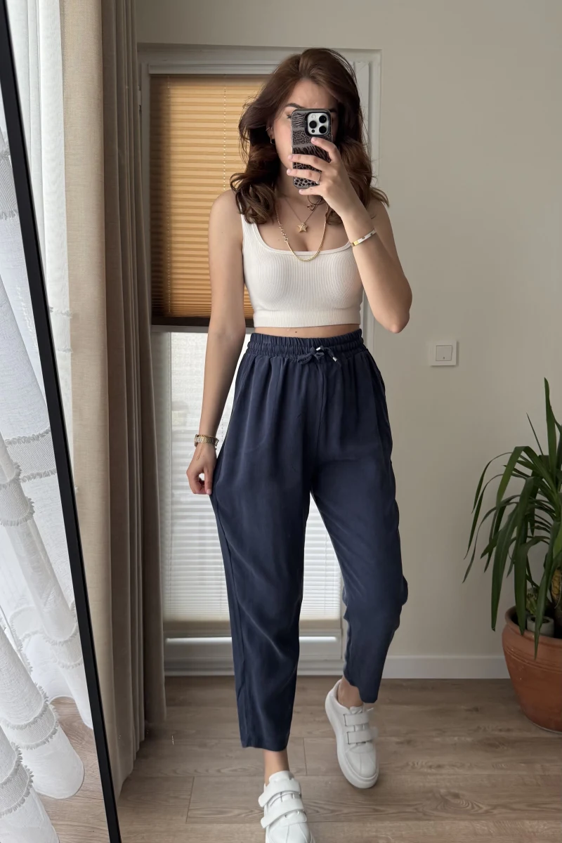 Jogger Modal Lastikli Pantalon - Lacivert