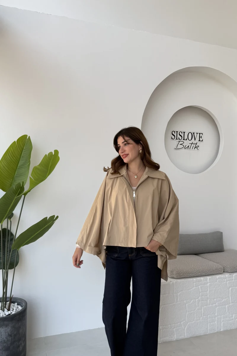 Josie Pelerin Trençkot - Bej - Kod: 7603