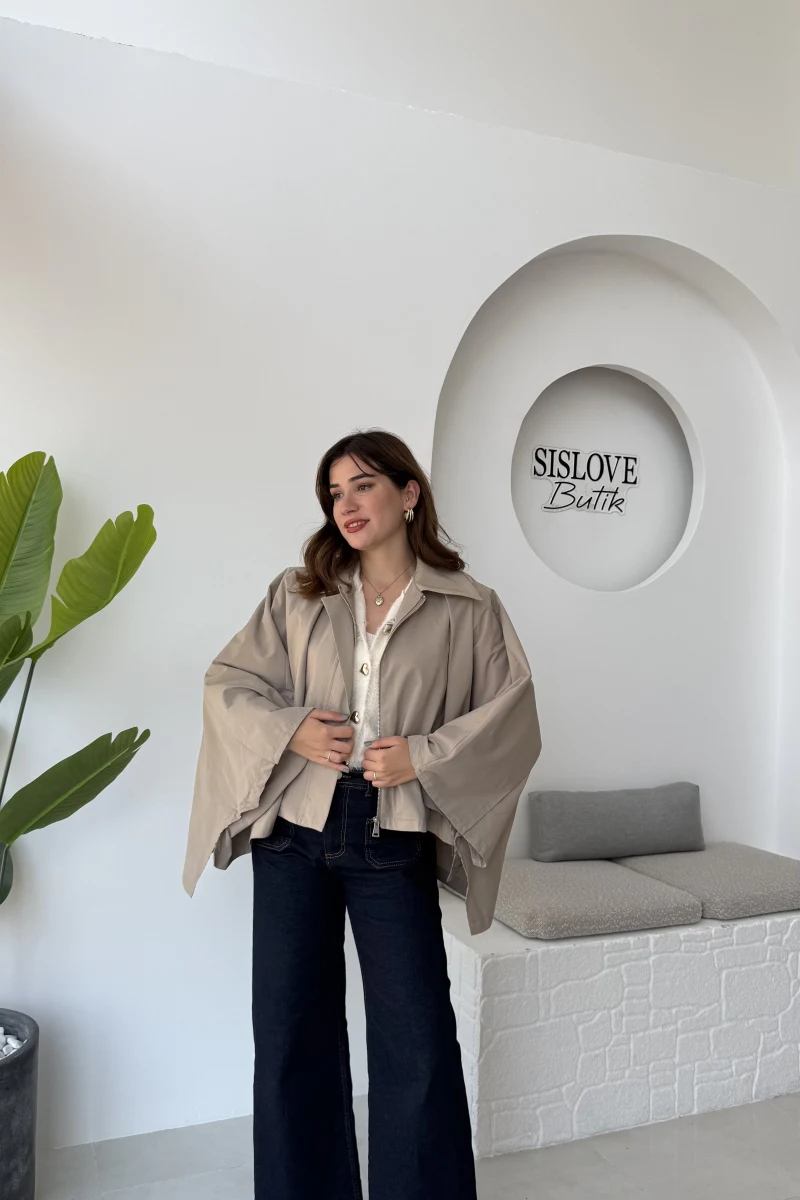 Josie Pelerin Trençkot - Haki Vizon Tonları - Kod: 7603