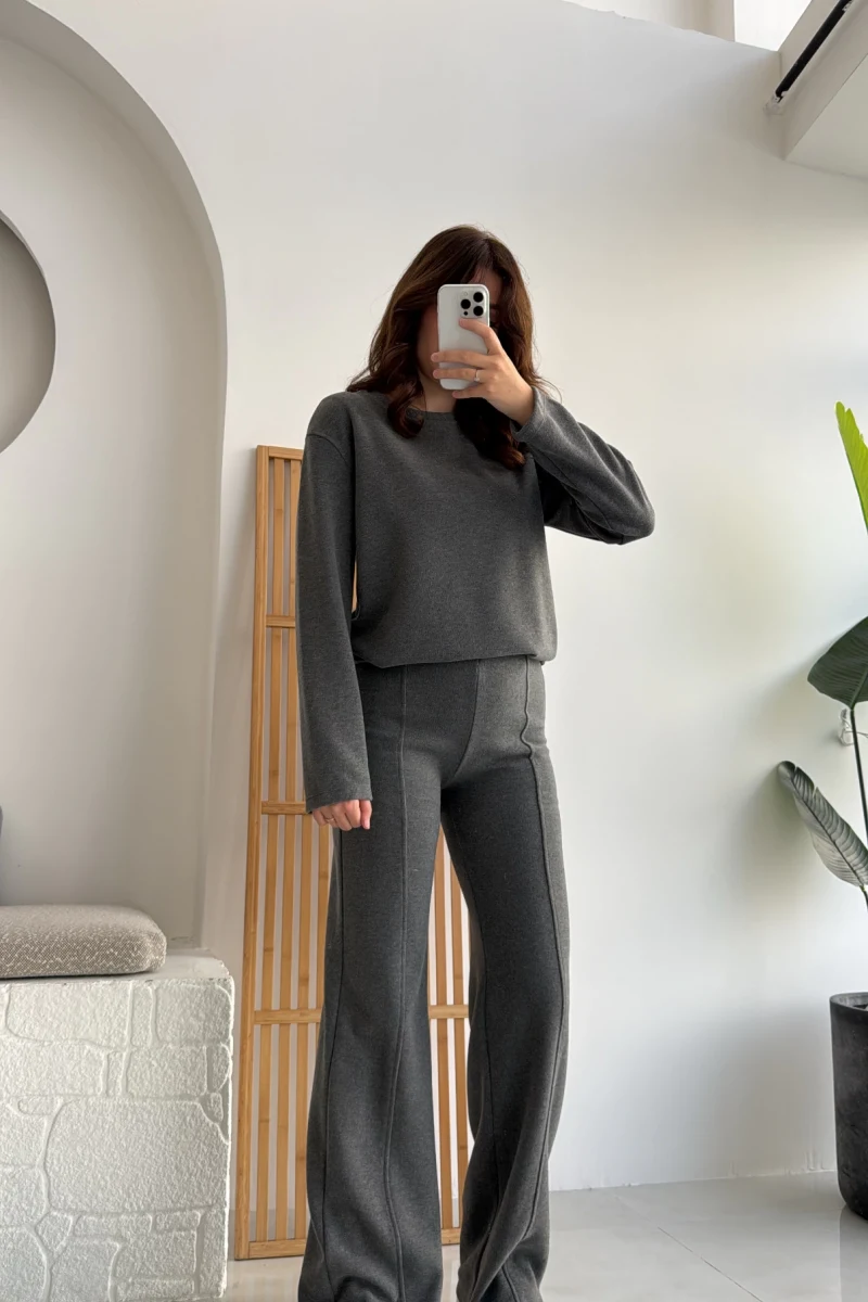 Kadife Fitili Takım Antrasit