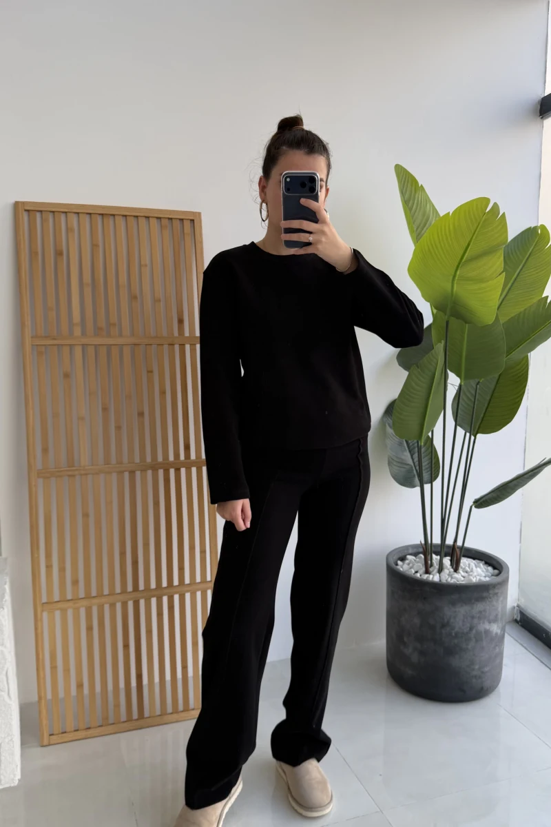 Kadife Fitili Takım Siyah