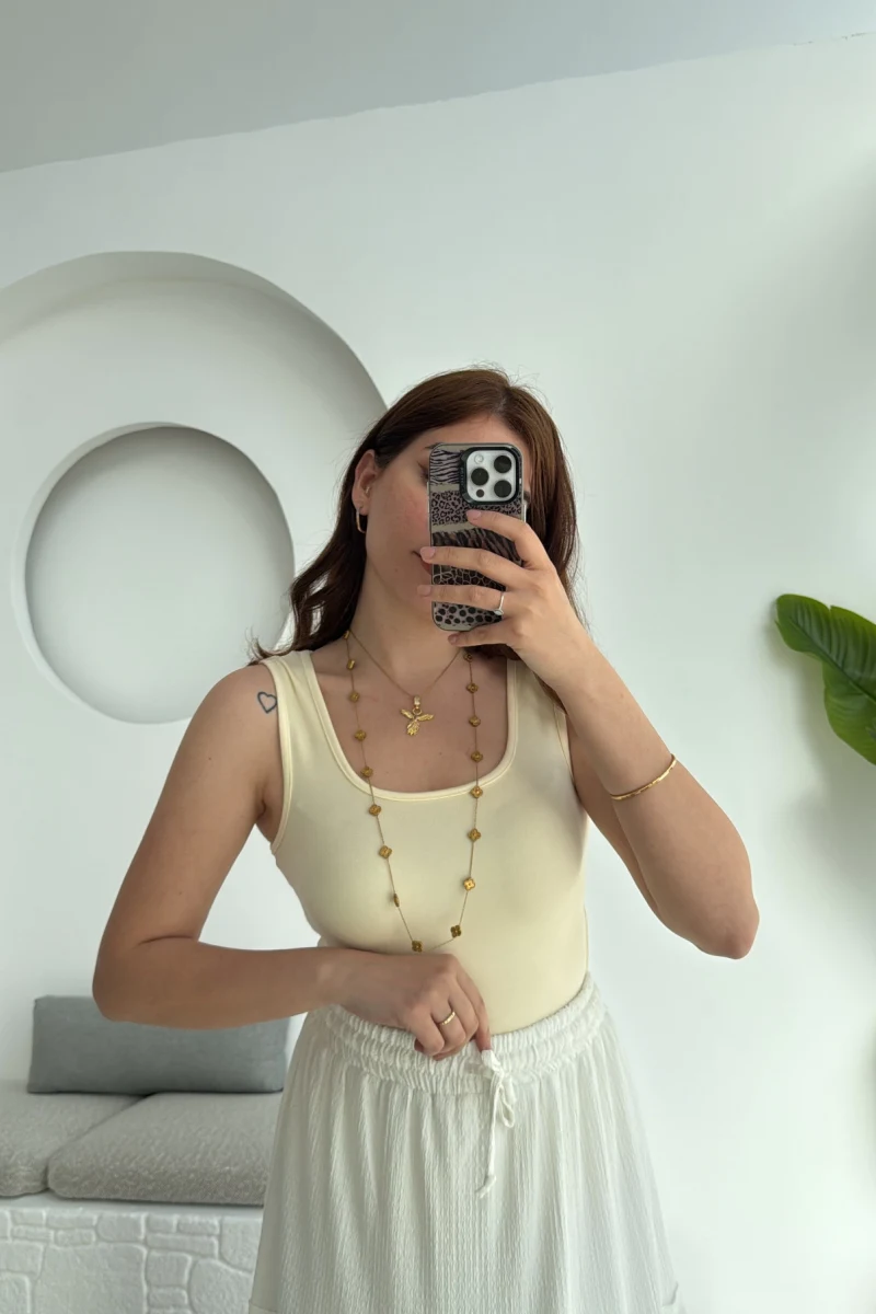 Kalın Askılı Oys Sarı T-Shirt