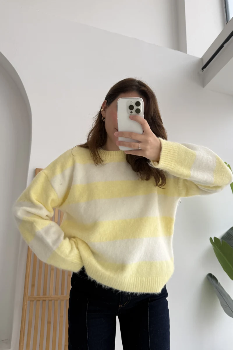 Kalın Çizgili Kazak - Sarı