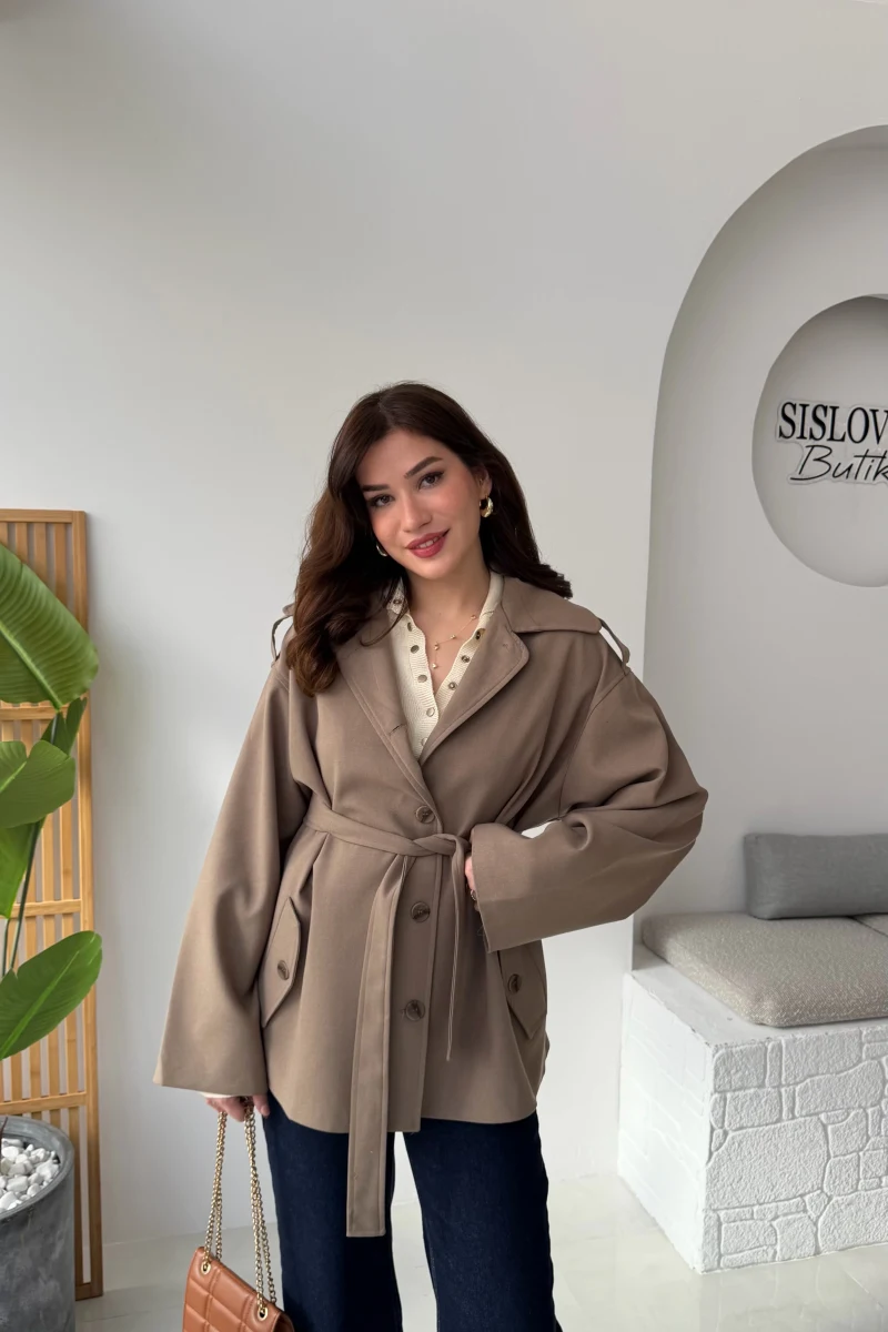 Katy Bağlamalı Trenç - Haki - Kod: 7651