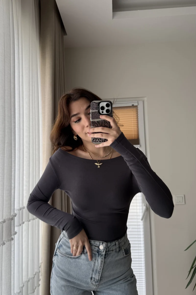 Kayık Yaka Oys Body Antrasit