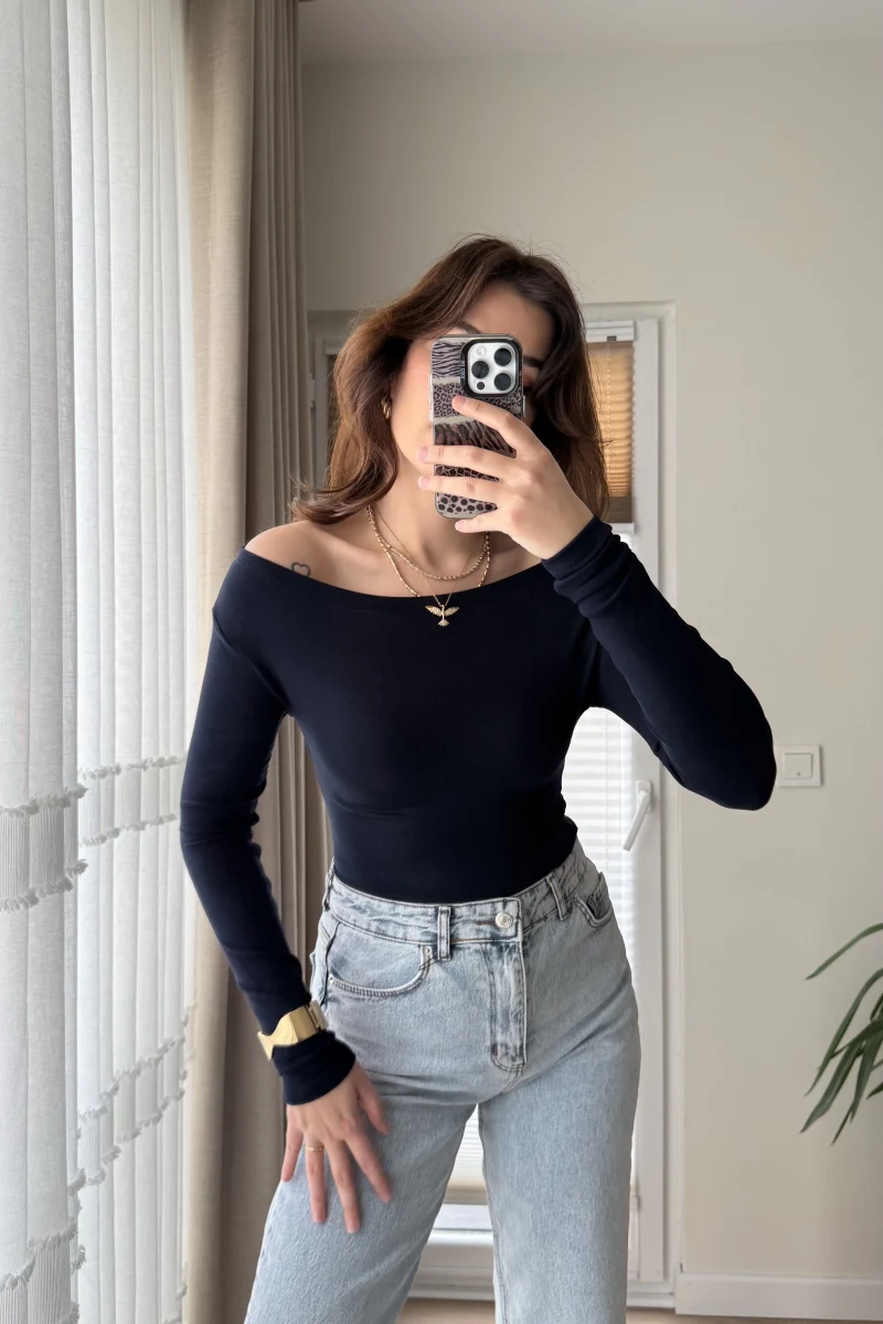 Kayık Yaka Oys Body Lacivert