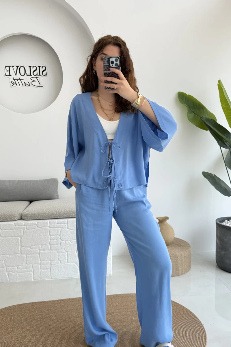 Keten Bağlamalı Açık Mavi Takım (51045)