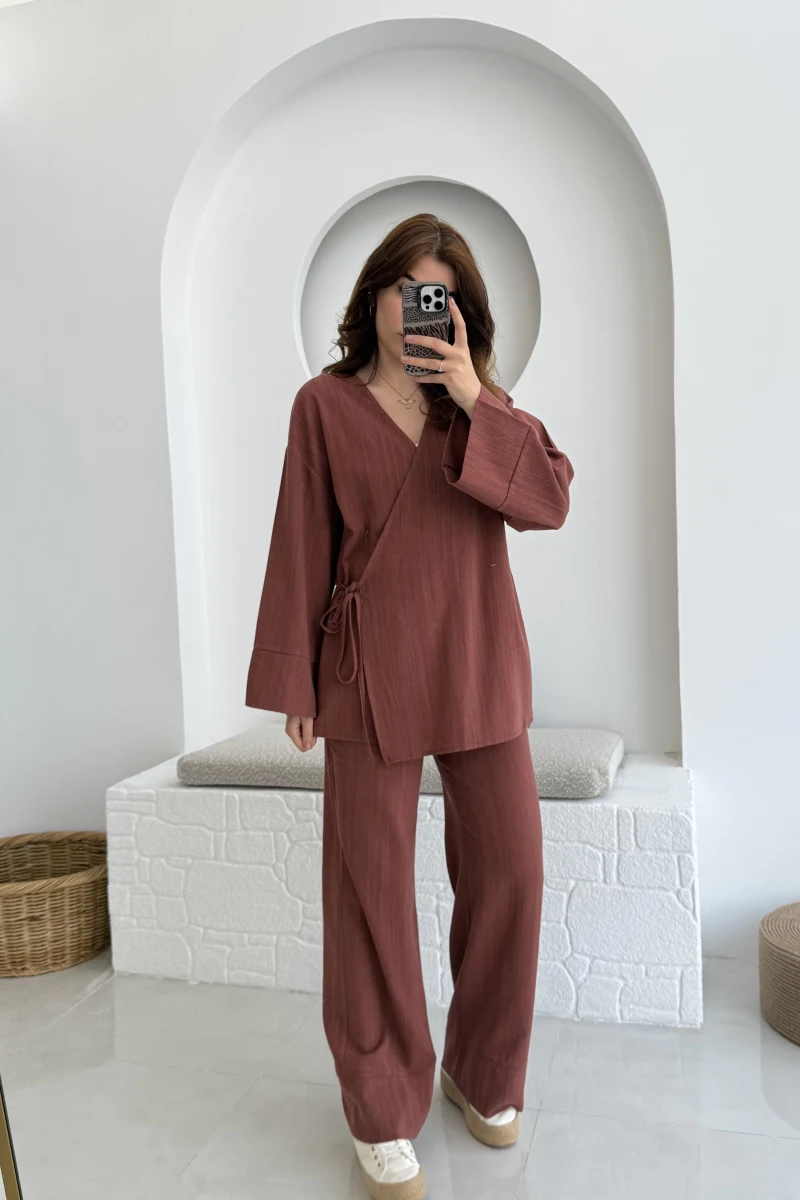 Keten Kimono Takım Kiremit 8582 EF