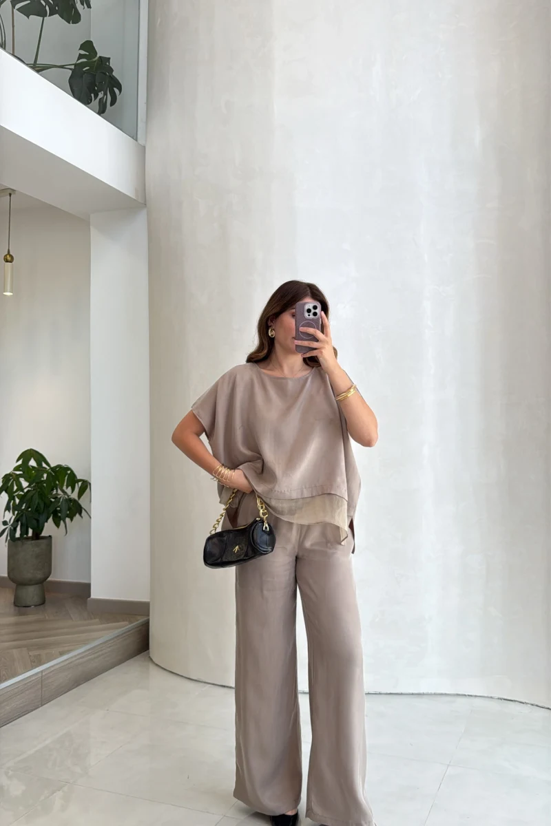 Kierra Bluz Pantolon Takım - Vizon - Kod: 51420