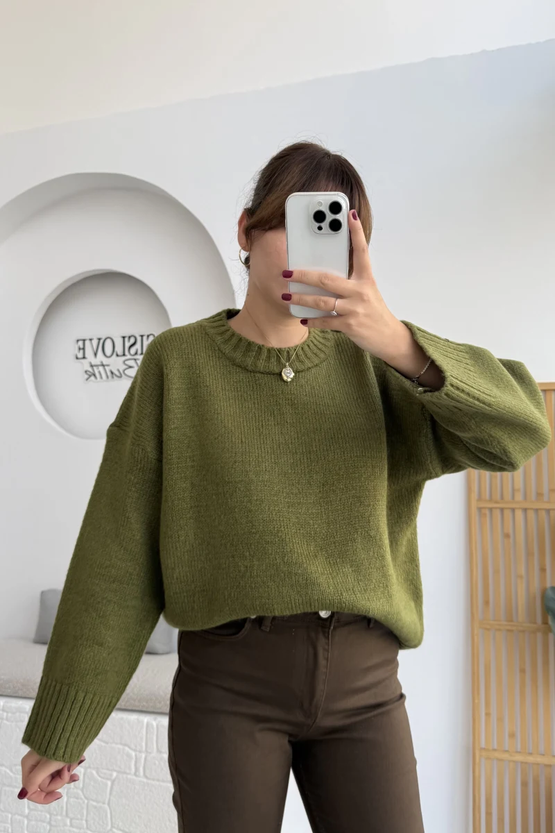 Kierra Örgü Kazak - Yeşil