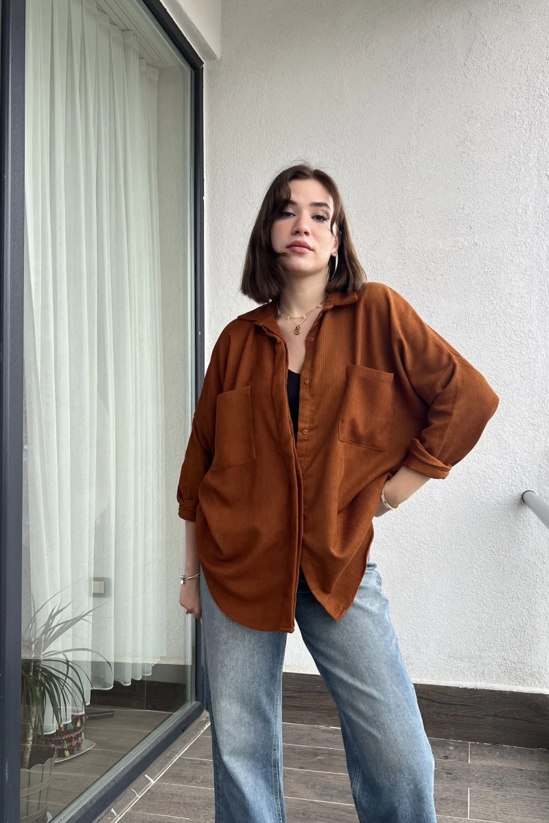 Kiremit Kadife Gömlek