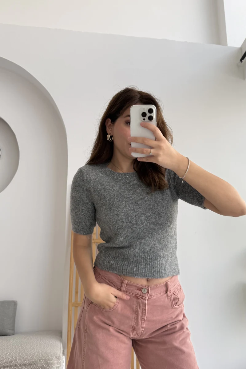 Kısa Kollu Triko Antrasit Kod: 9037