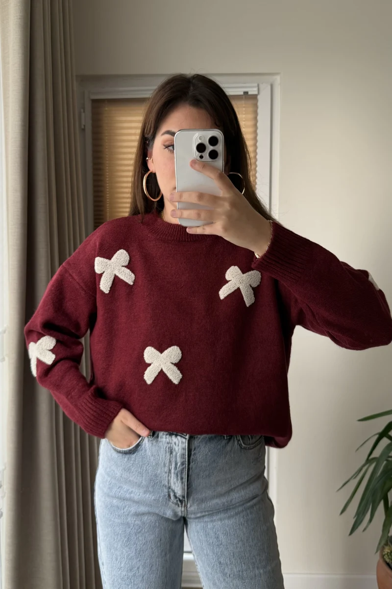 Kurdele Detay Kazak Bordo