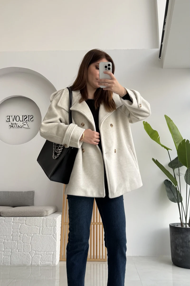 Kuruvaze Kısa Kuşaklı Kaban - Taş - Kod: 7676