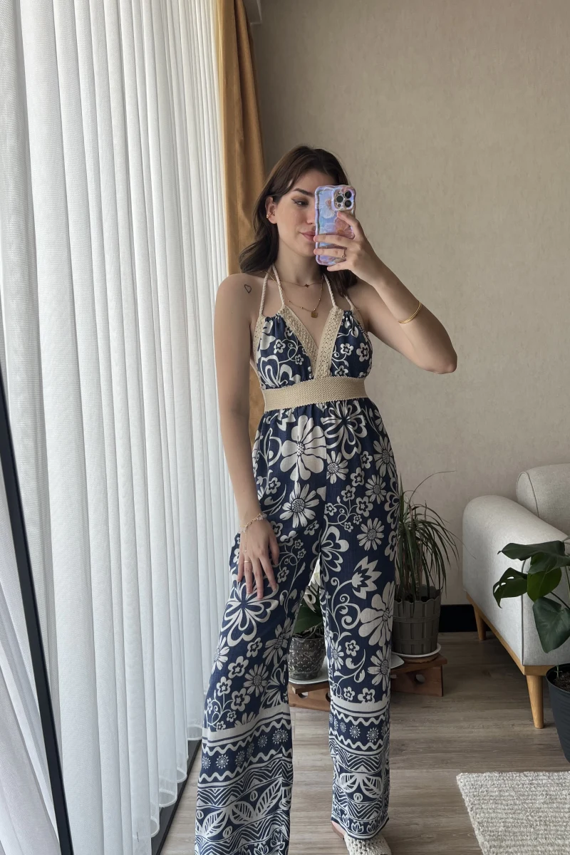 Lacivert Sırt Detay Tulum