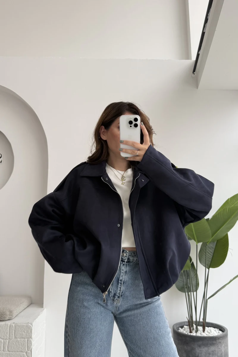 Lacivert Süet Ceket - Kod: 508230