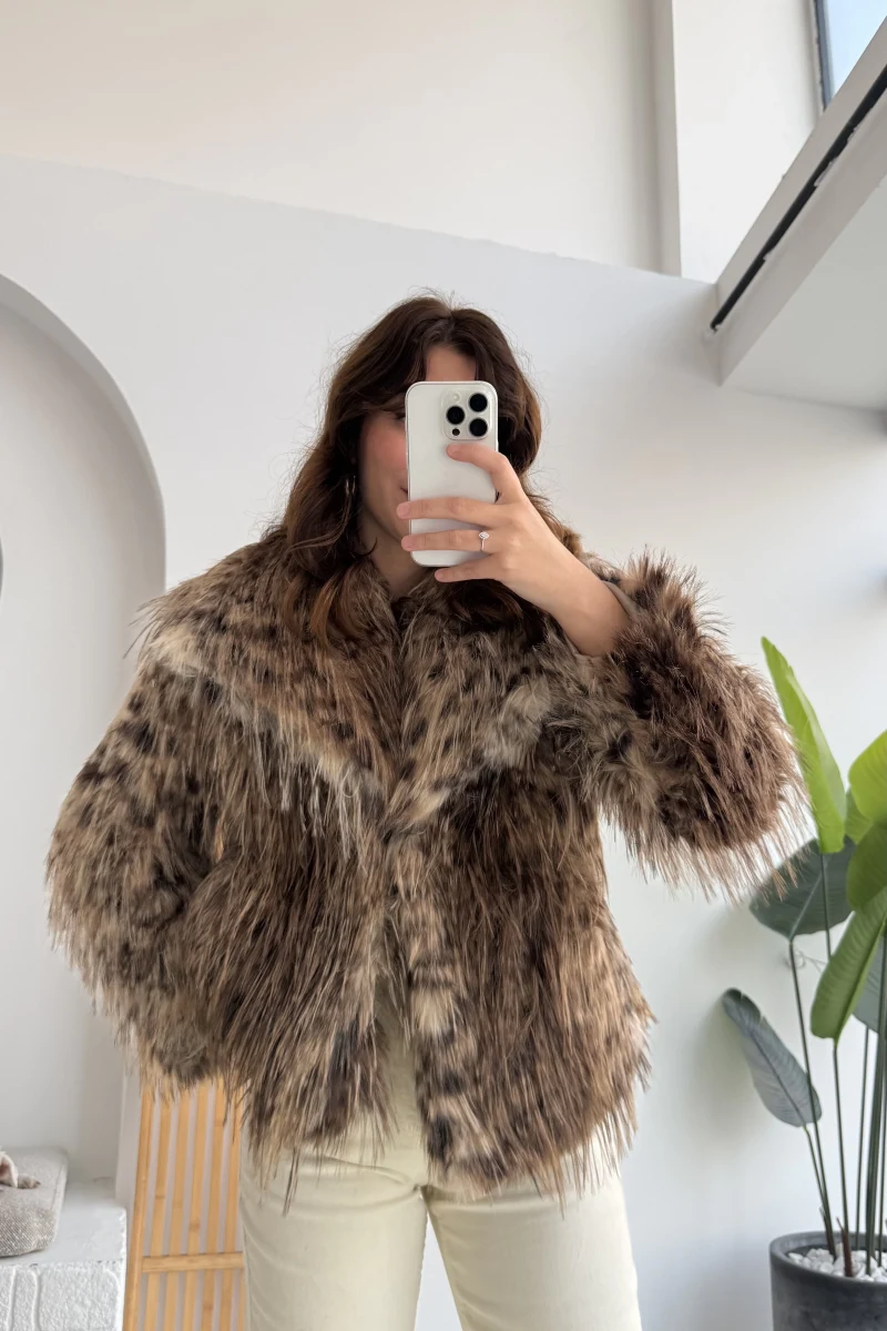 Leopar Kürk - Kahverengi - KOD:7037