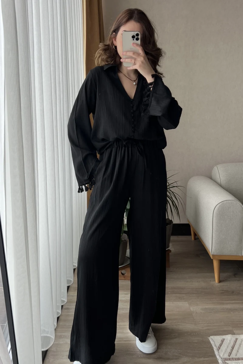 Libby Gofre Siyah Takım