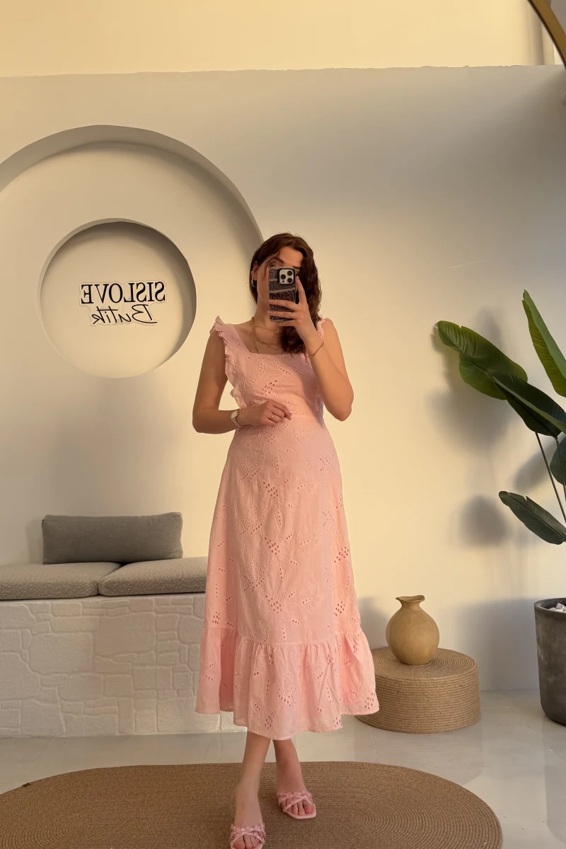 Limo Brode Elbise - Pembe