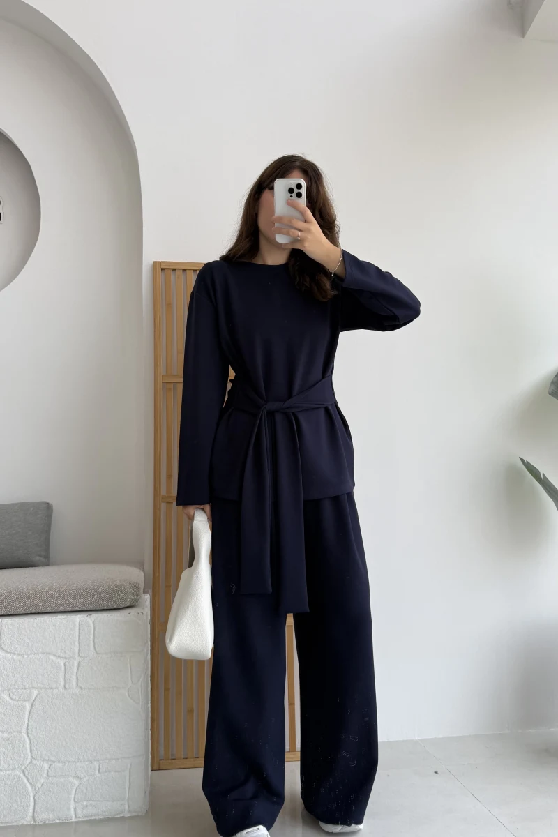 Liona Kuşaklı Modal Takım Lacivert