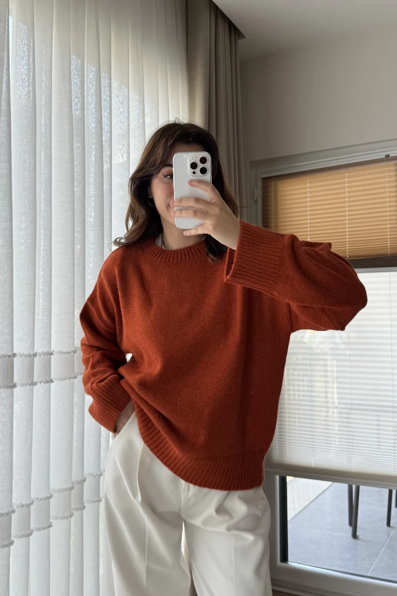 Liza Bisiklet Yaka Kazak Kiremit