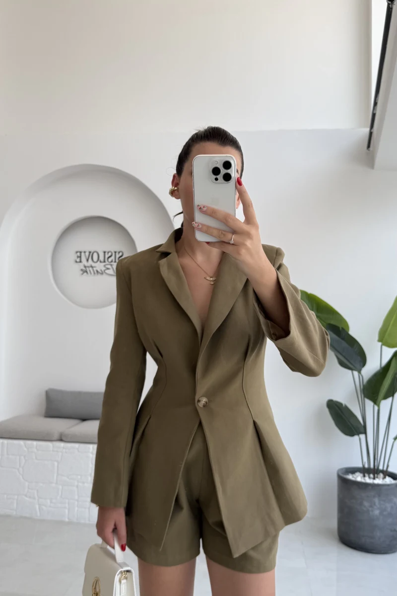 Loli Blazer Ceket Şort Takım - Haki - 0431