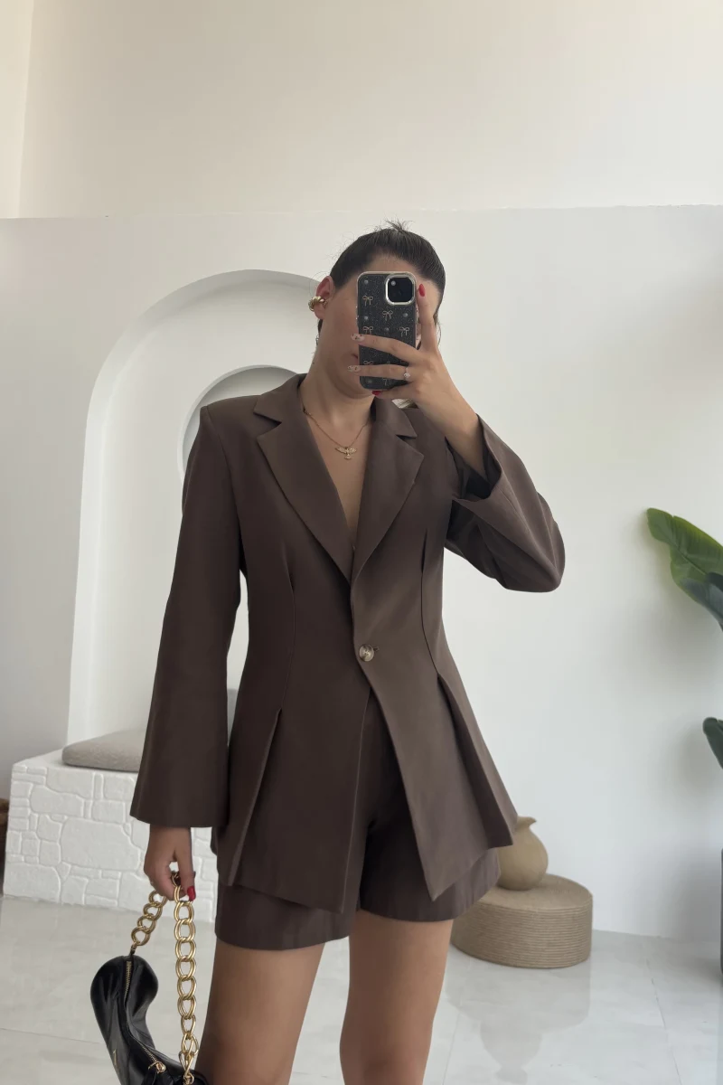Loli Blazer Ceket Şort Takım - Kahve - 0431