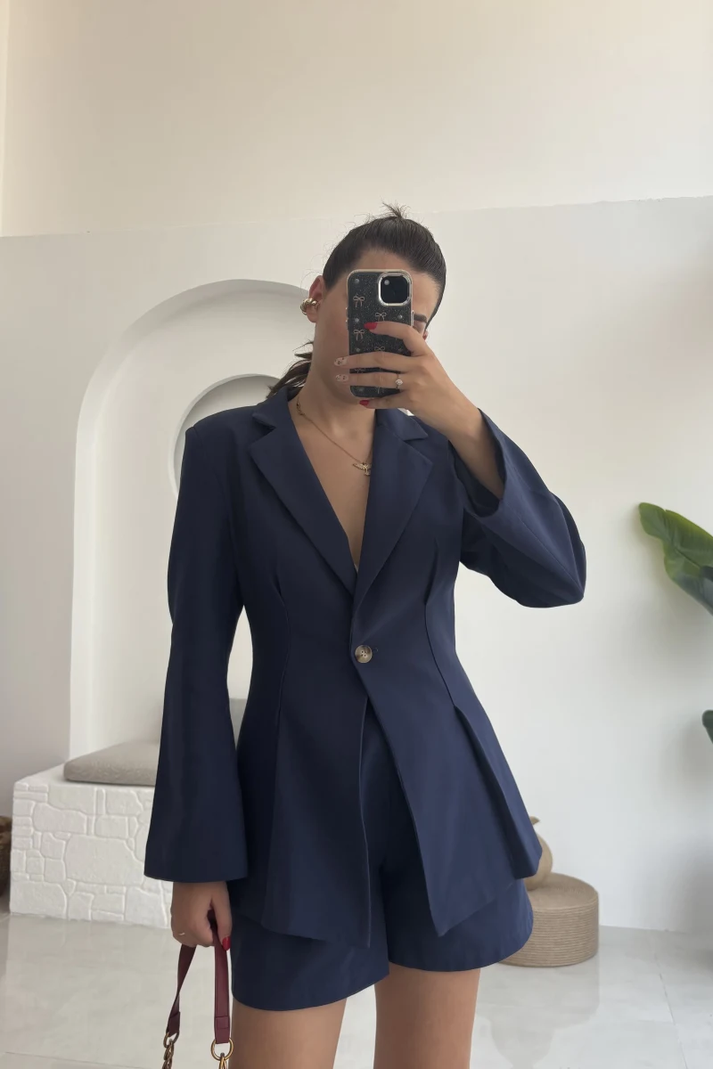 Loli Blazer Ceket Şort Takım - Lacivert - 0431