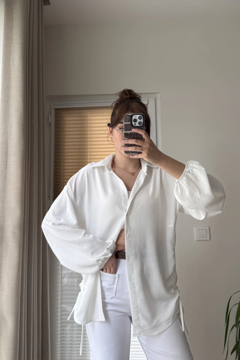 Lolo Büzgülü Gömlek Beyaz