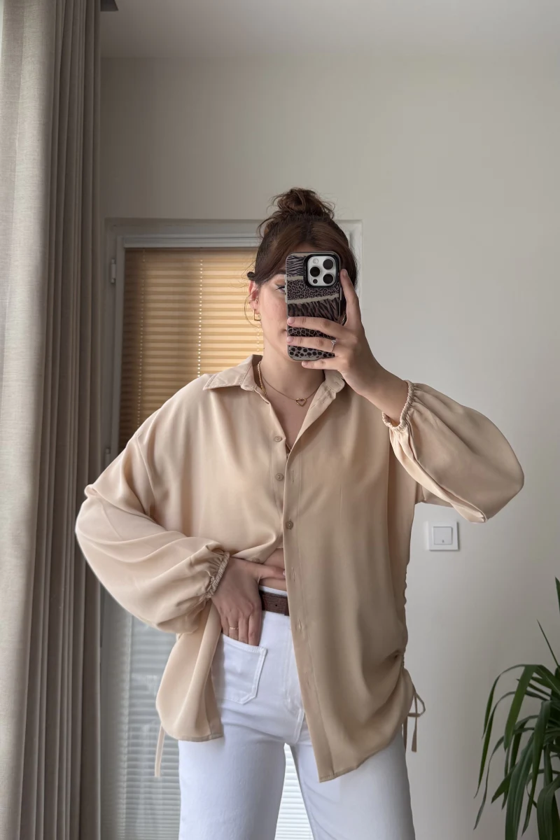 Lolo Büzgülü Gömlek Krem