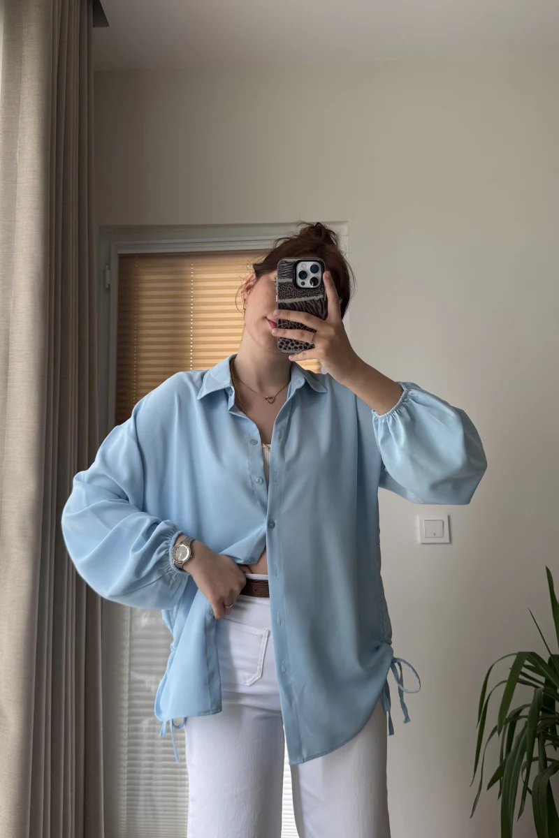 Lolo Büzgülü Gömlek Mavi