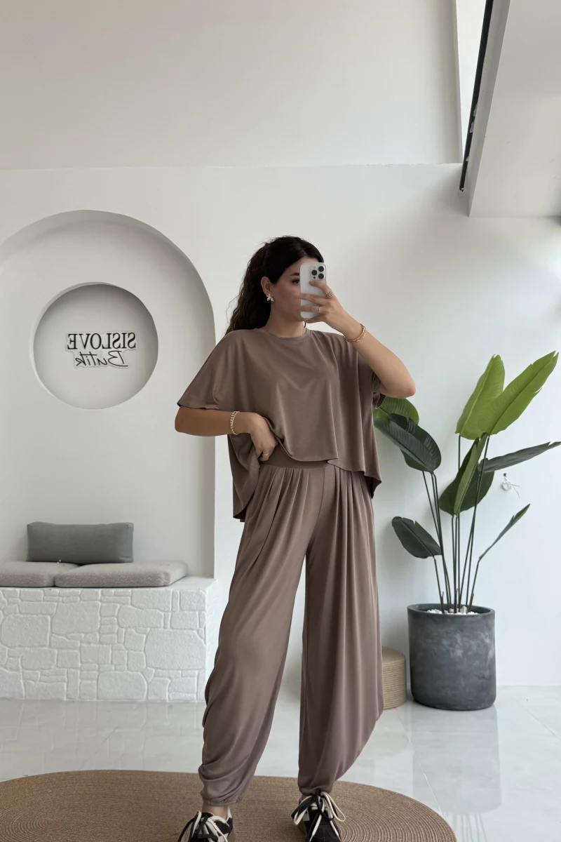 Lupin T-shirt Pantolon Takım - Kahve - 51149