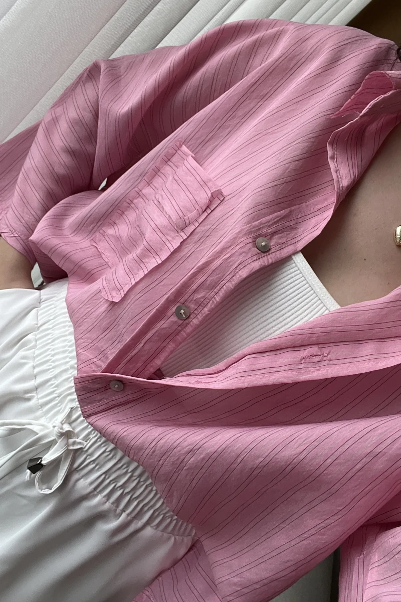 Mabel Kesil Yaka SOFT PEMBE Gömlek