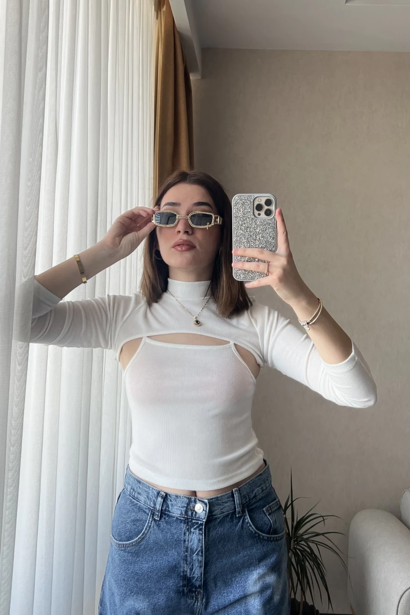 Maddy Beyaz Birleşik Bluz