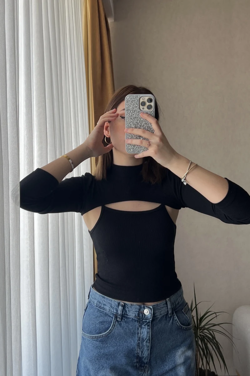 Maddy Siyah Birleşik Bluz
