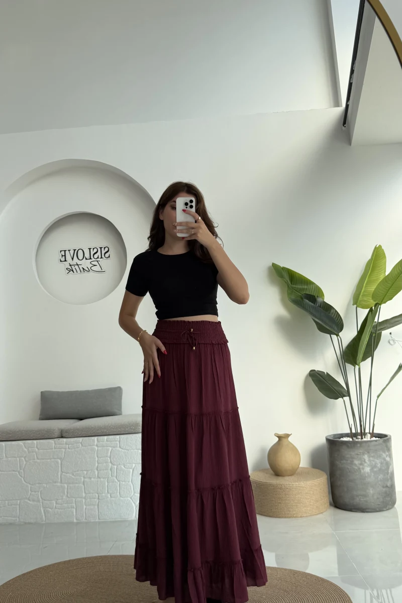 Magnolia Gipeli Parçalı Etek - Bordo - 3295