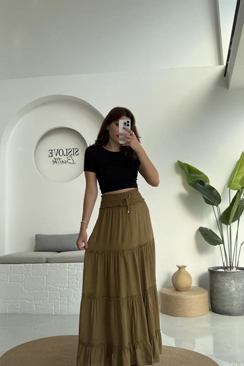 Magnolia Gipeli Parçalı Etek - Yeşil - 3295