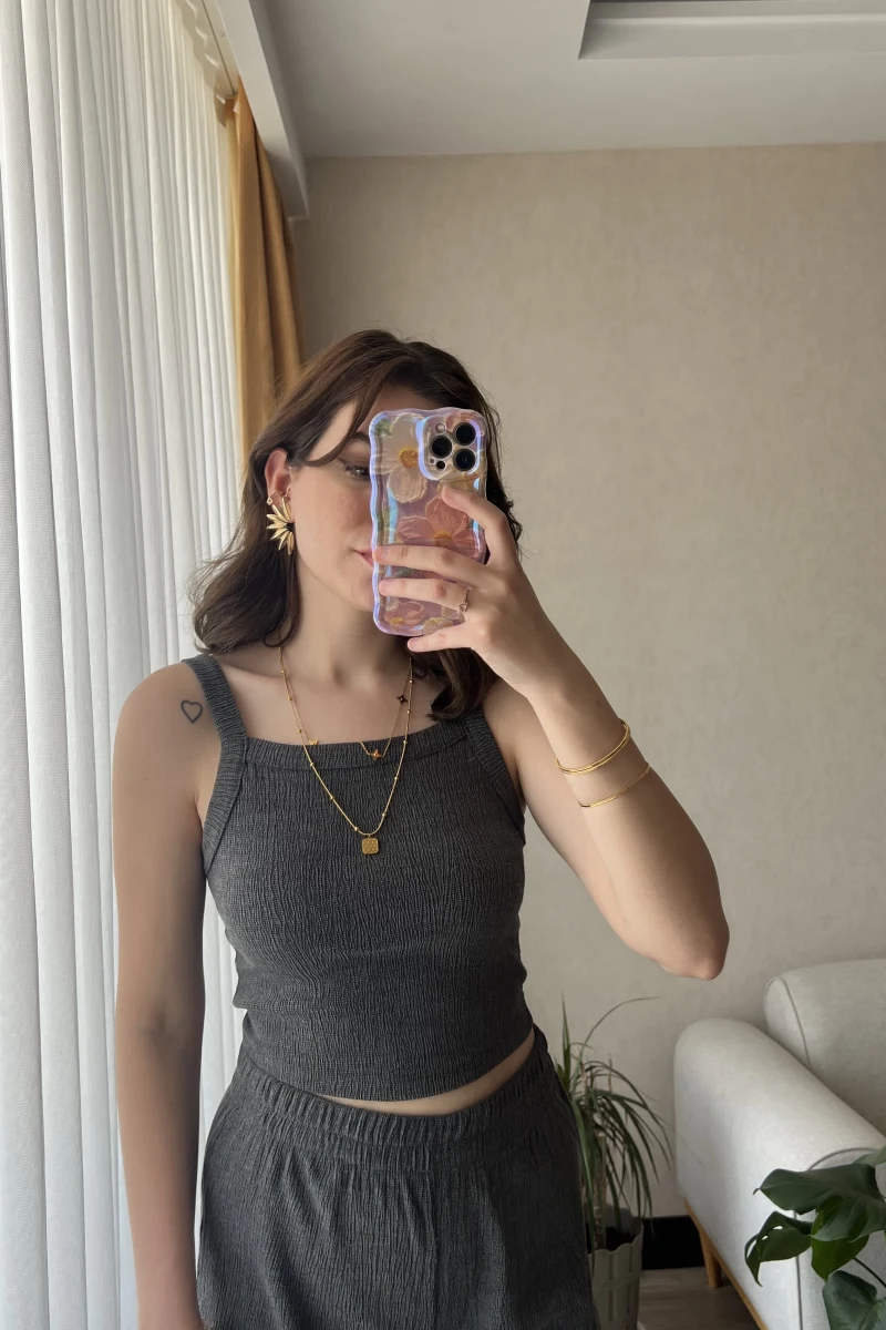 Maly Antrasit Crop Üst