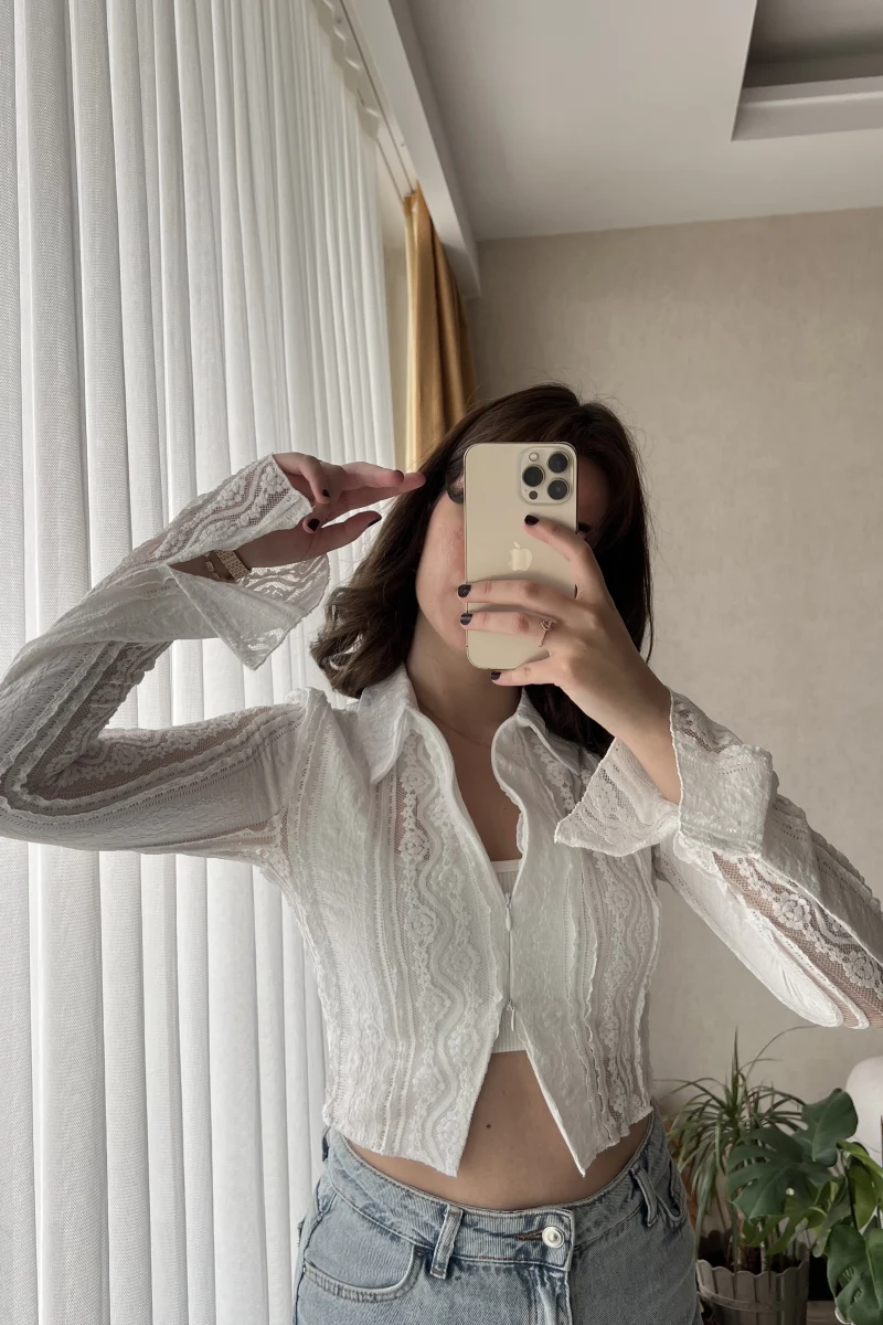 Matmazel Dantel Fermuarlı Bluz