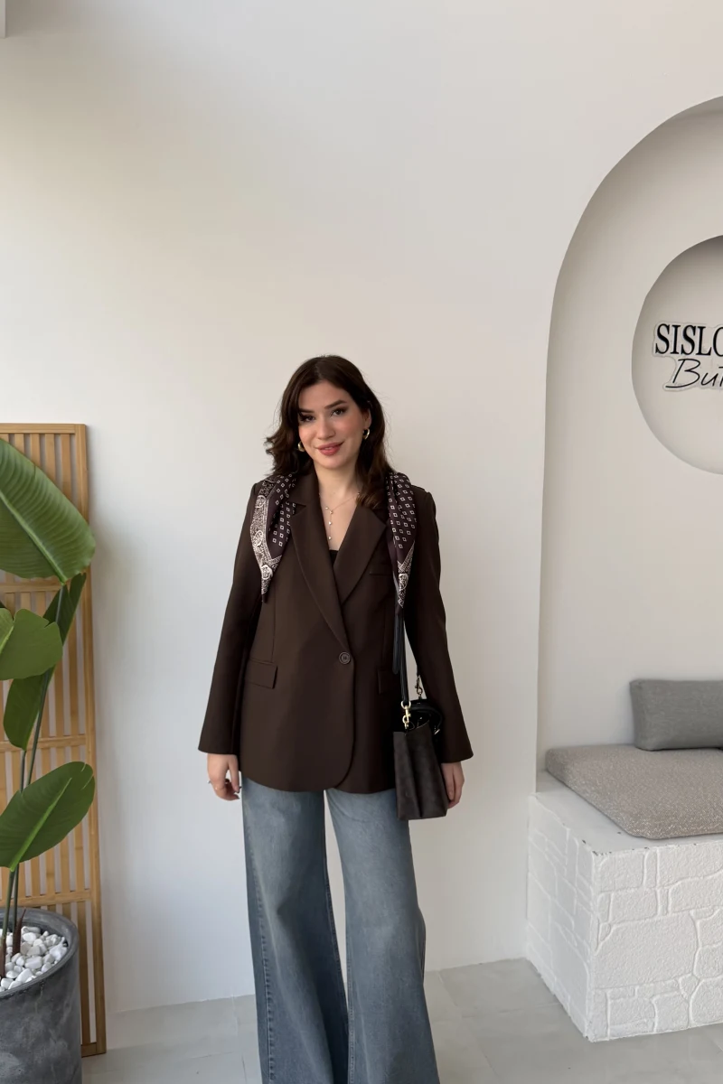 Matthew Fular Detay Blazer Ceket - Acı Kahve - Kod: 7665