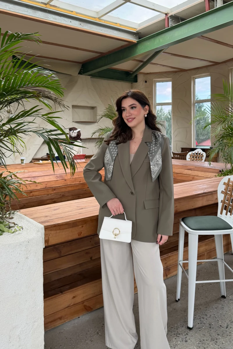 Matthew Fular Detay Blazer Ceket - Haki - Kod: 7665