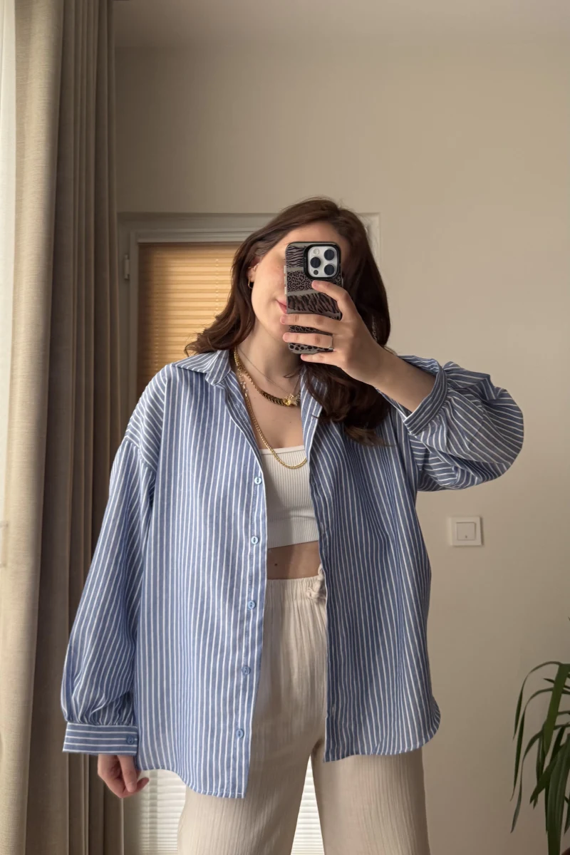 Mavi Çizgili Gömlek Ru