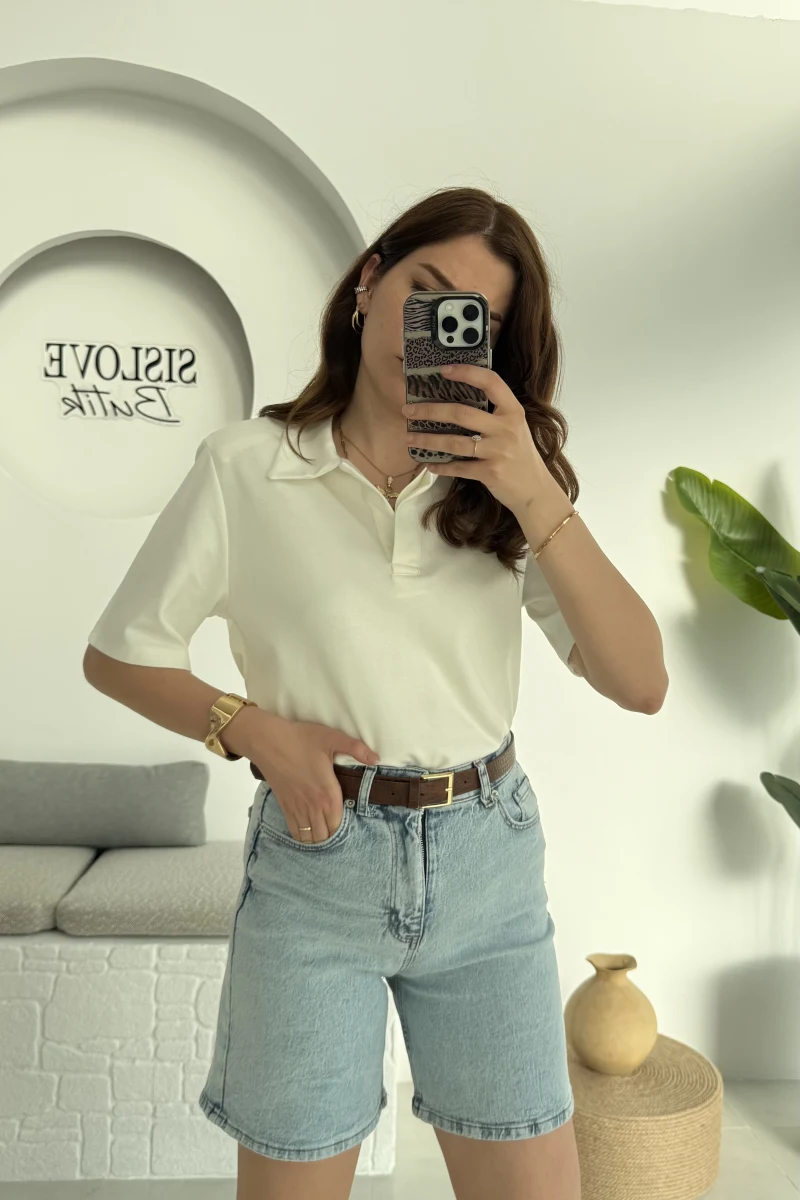 Maxi Şehir Boy Kot Şort Açık Mavi