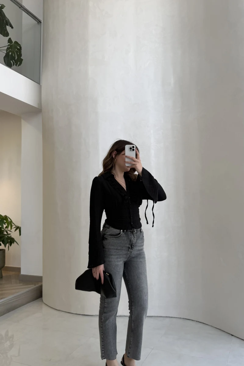 Meyla Duman Rengi Slim Fit Jean Pantolon
