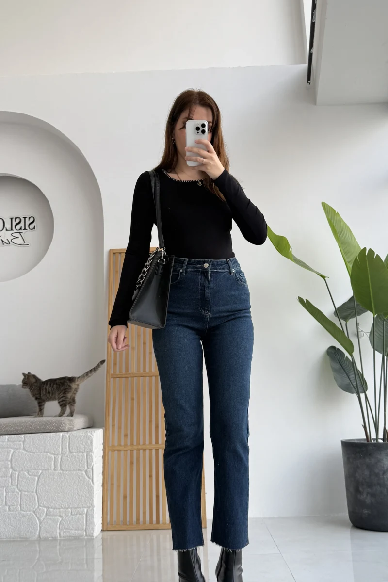 Meyla Mavi Rengi Slim Fit Jean Pantolon (NO:7)